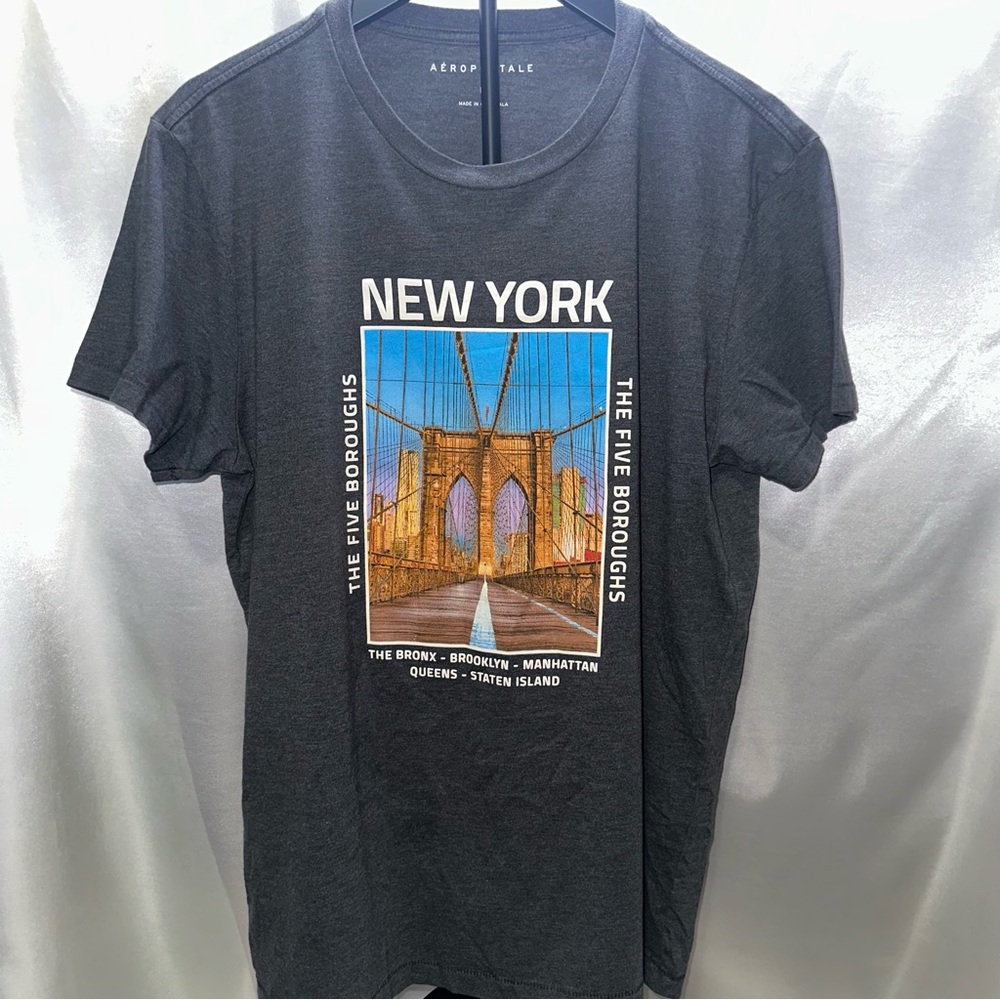 Aeropostale Charcoal New York Bridge Tee